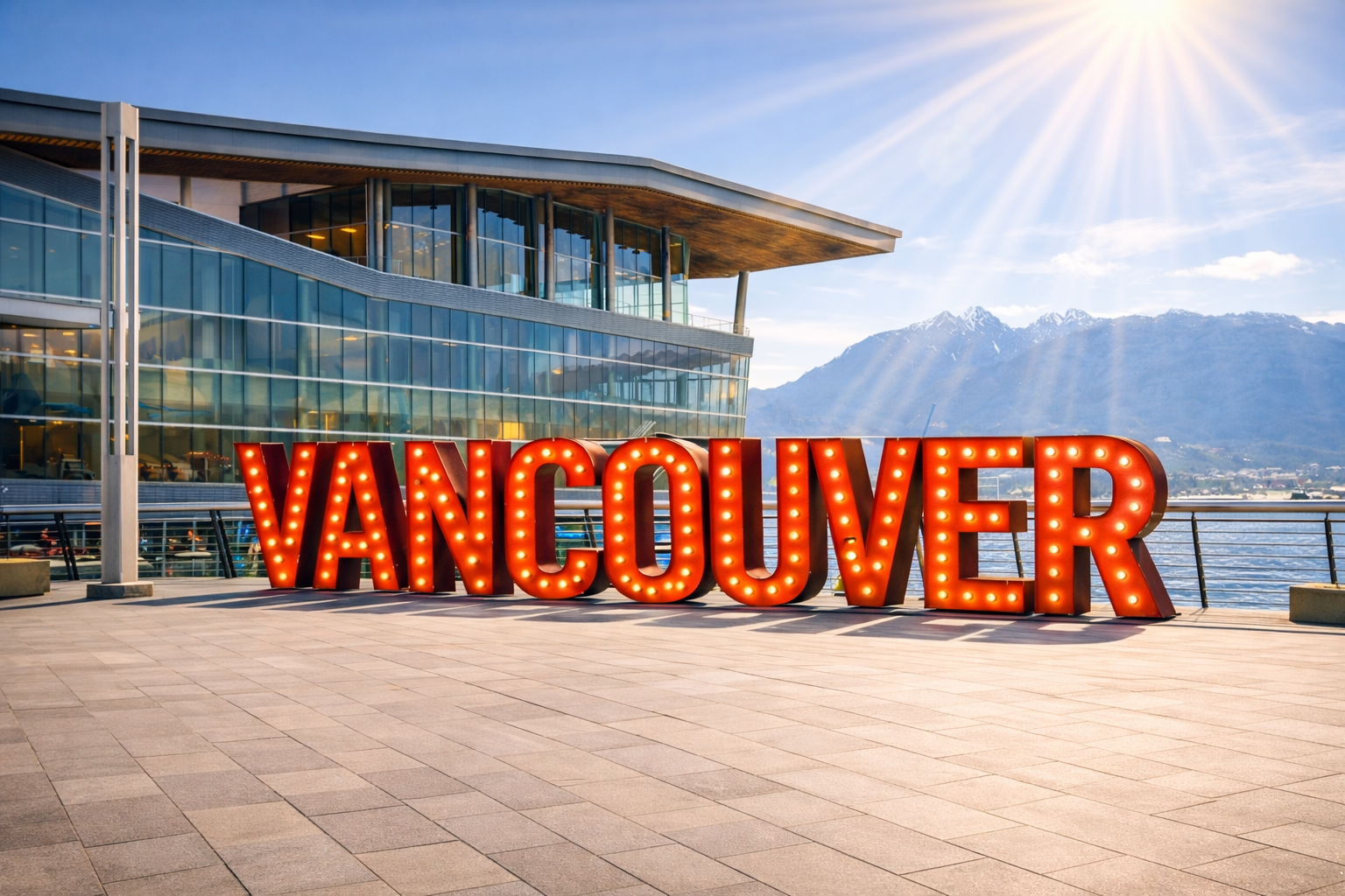 A large, red, illuminated