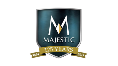 The logo for majestic 125 years is a shield with a m on it.