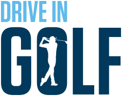 A logo for drive in golf with a silhouette of a golfer