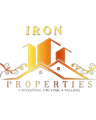 Iron Properties company logo with stylized orange and gray house roof icon.