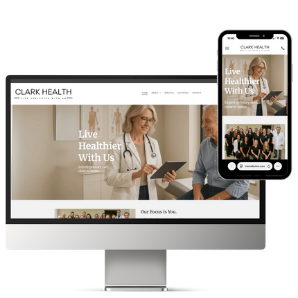 Primary care clinic website design screenshots