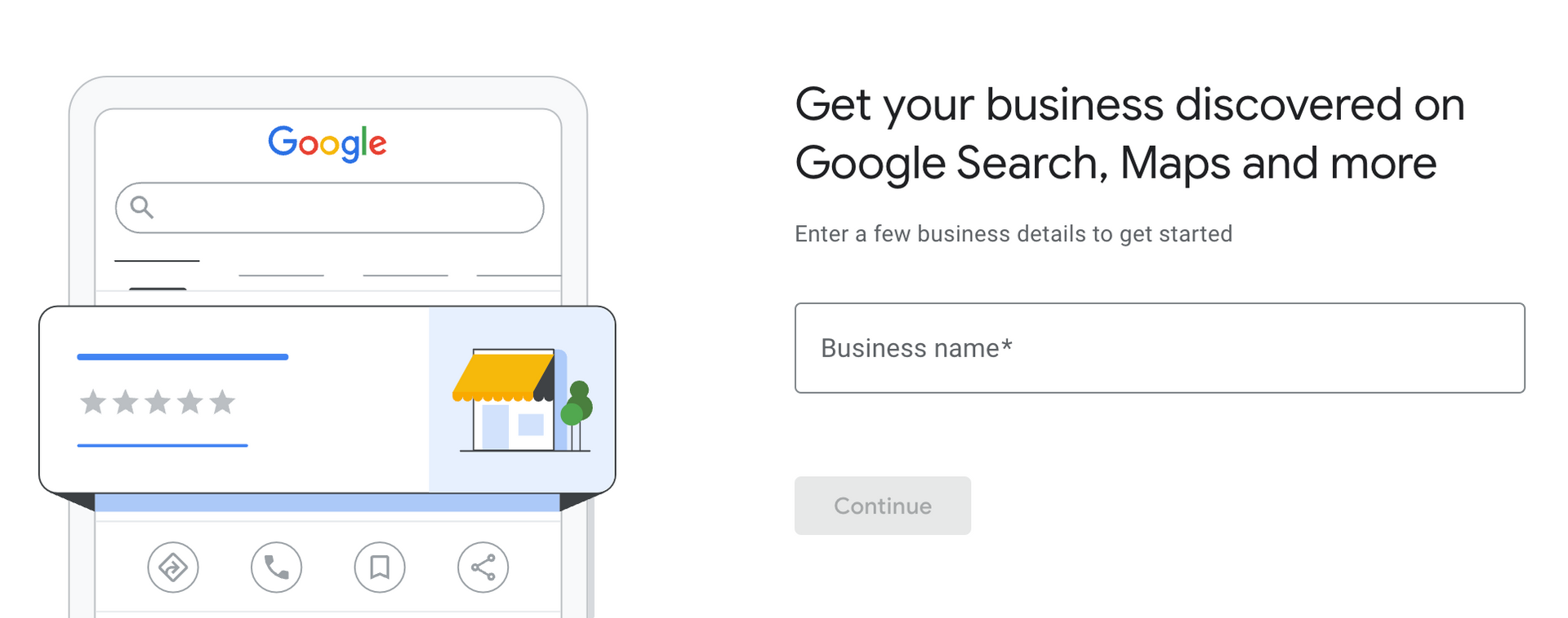 Screenshot of adding your business to google maps - the business name field