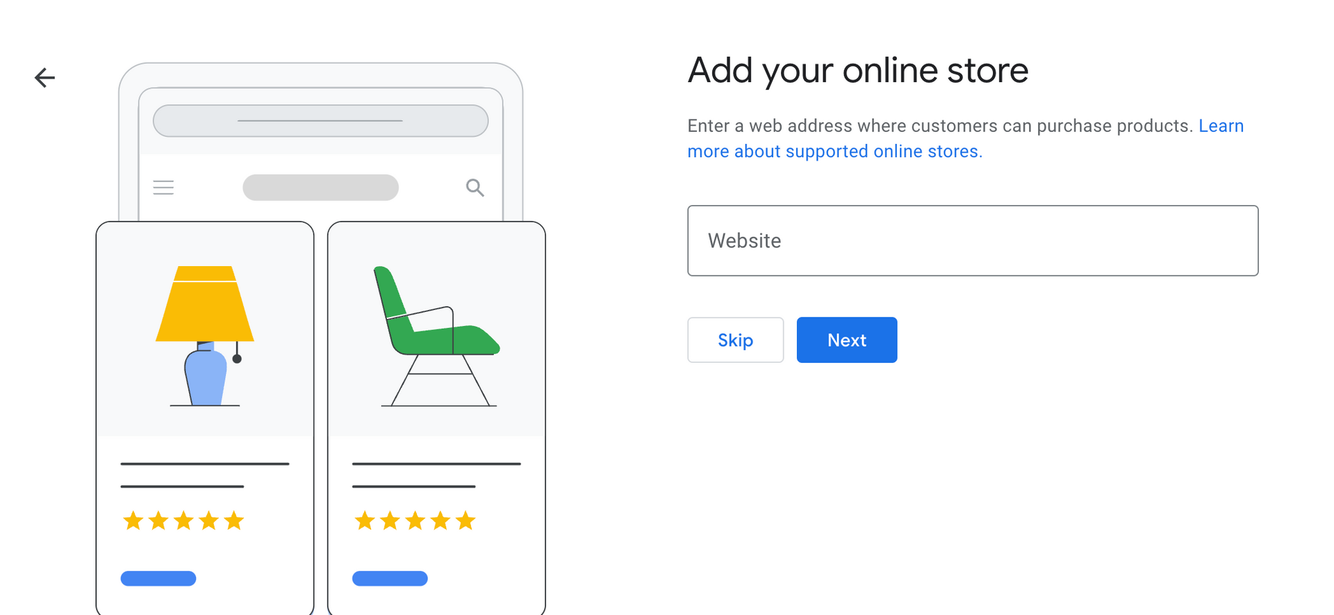 Screenshot of adding your business to google maps - this is where you add your online store's website URL