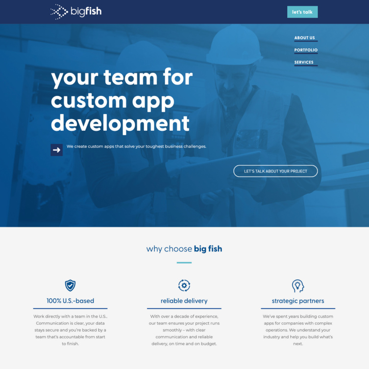 Tech company homepage screenshot