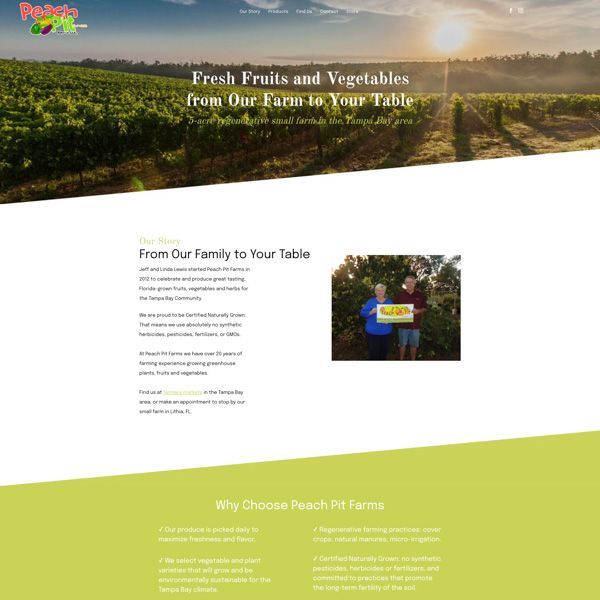 Screenshot of farm website built on Duda (homepage)