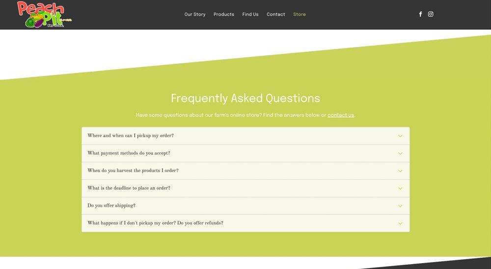 Screenshot of FAQ section