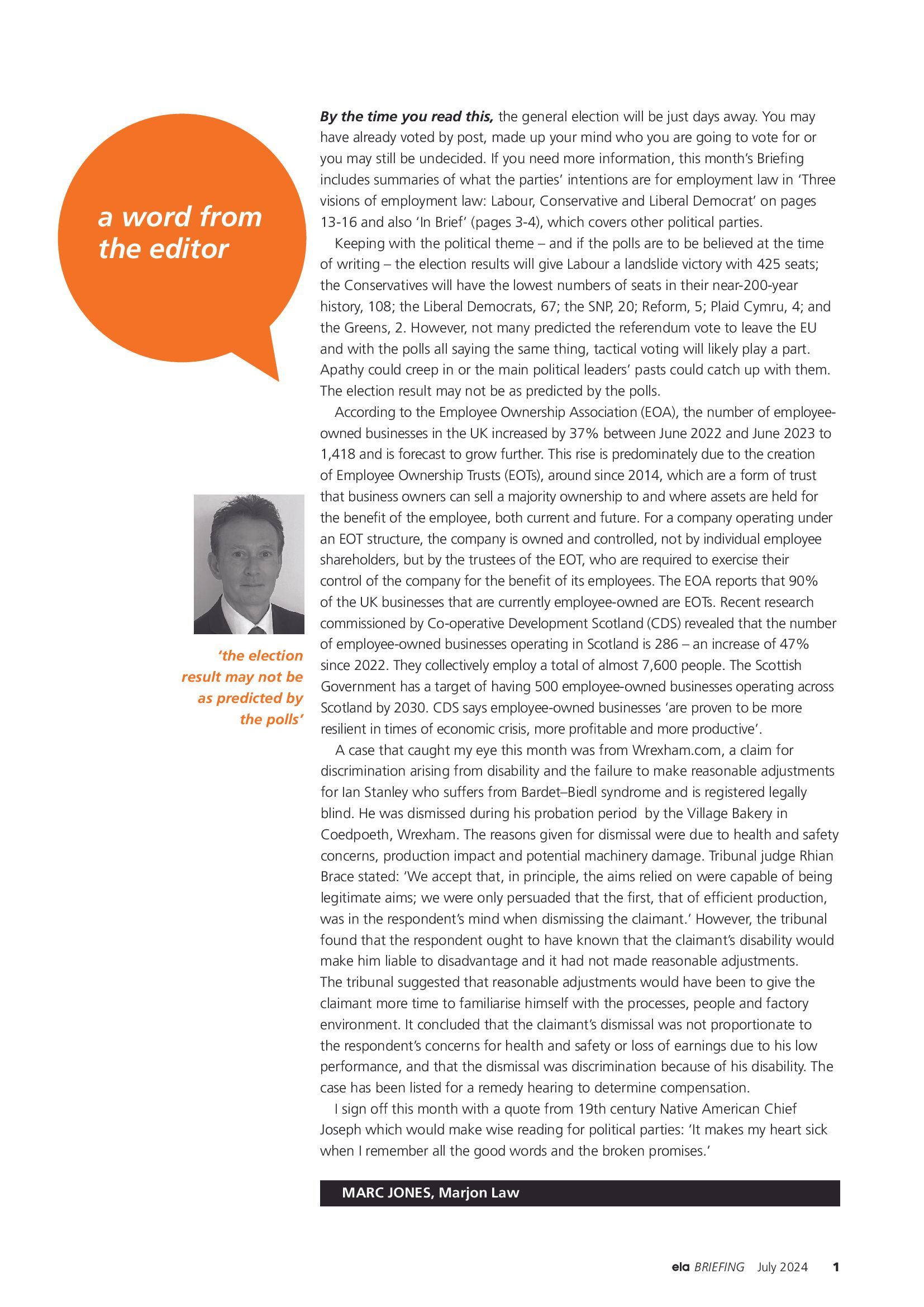 ELA Briefing Editorial - July 2024