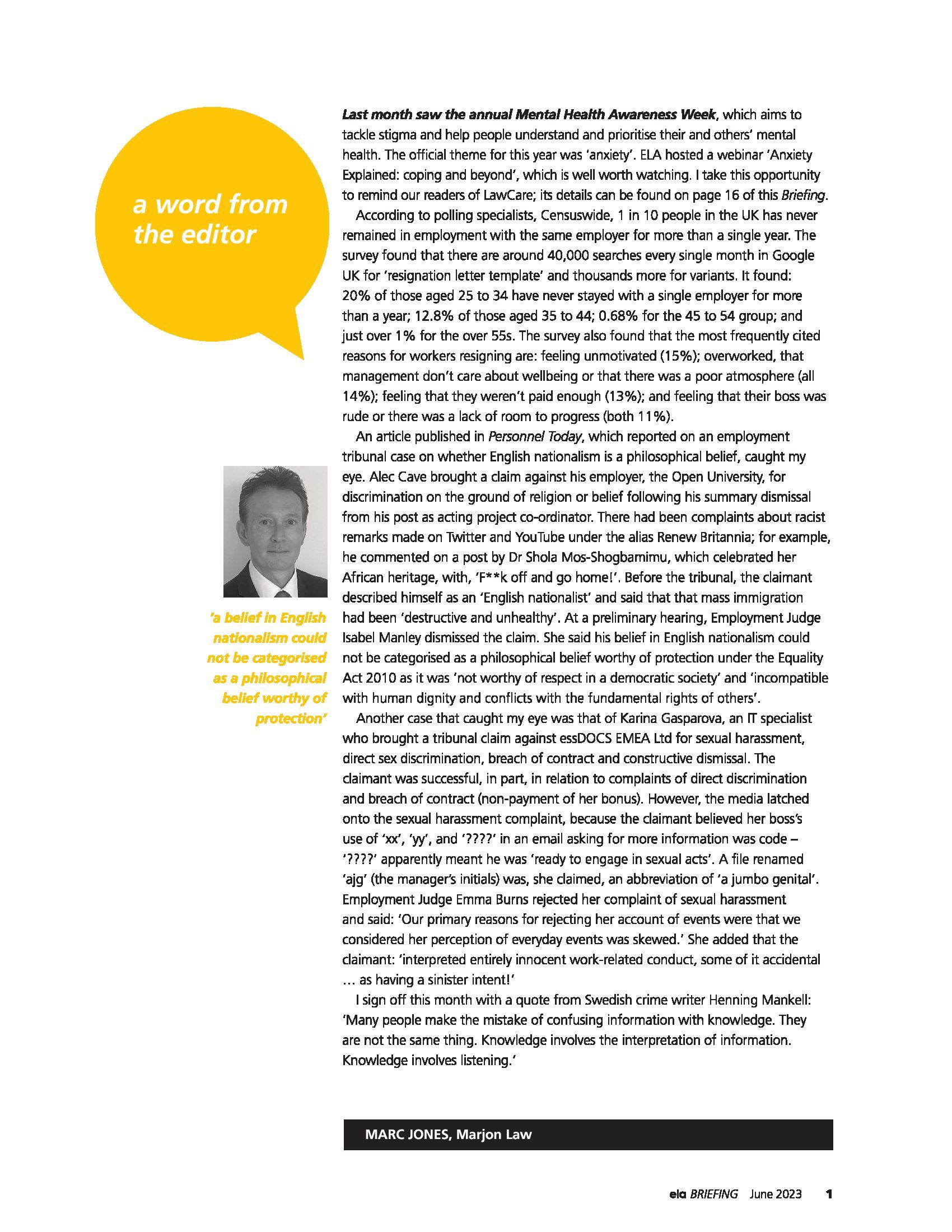 ELA Briefing Editorial - June 2023