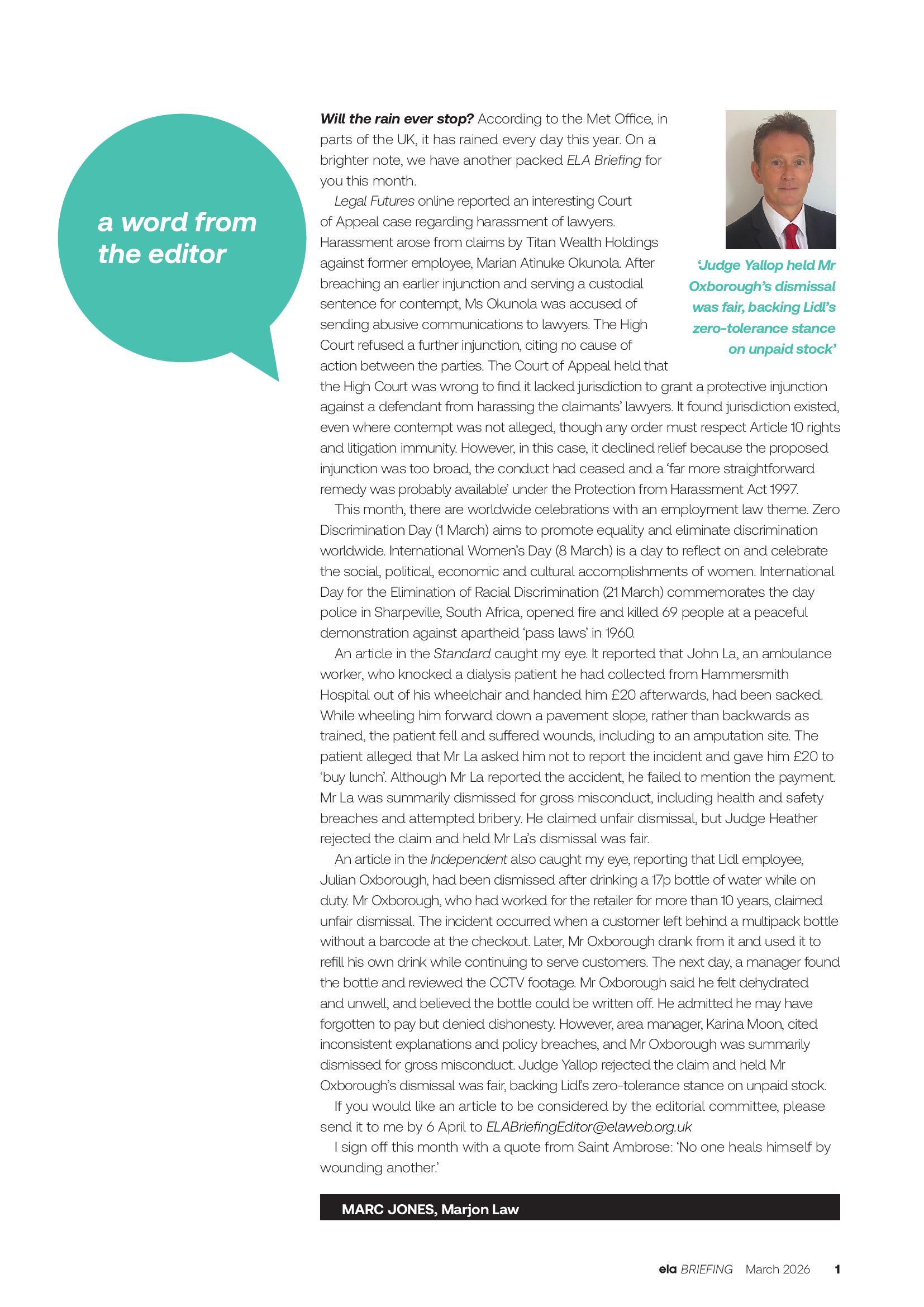 ELA Briefing Editorial - Marc Jones - March 2026