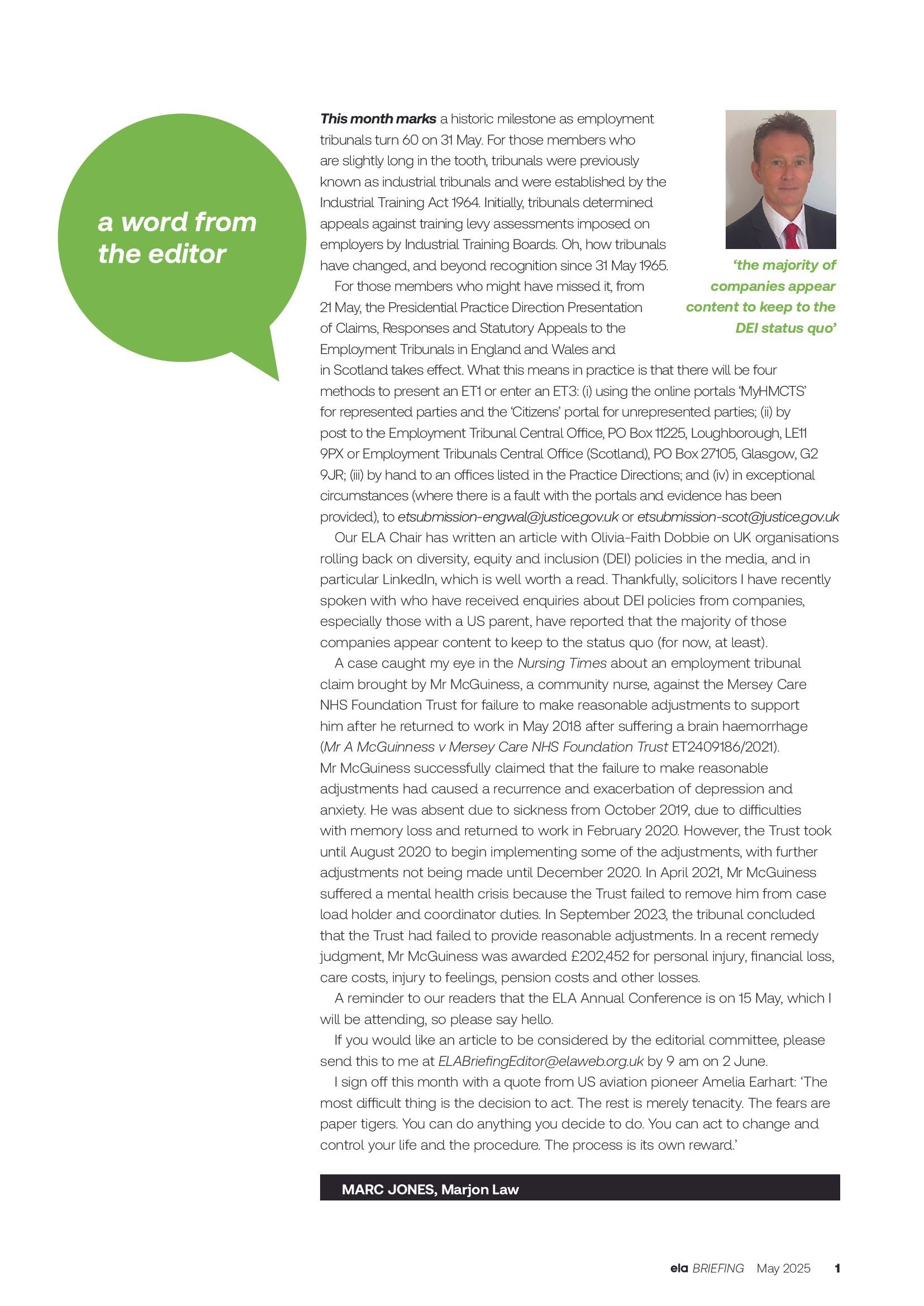 ELA Briefing Editorial - Marc Jones - May 2025