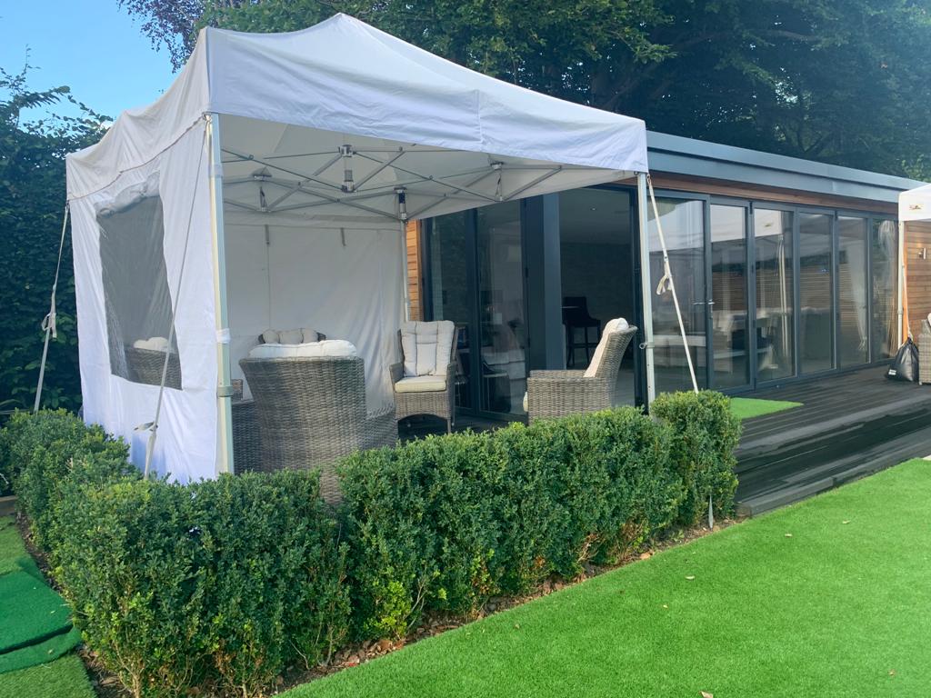 3x3m marquee on decking