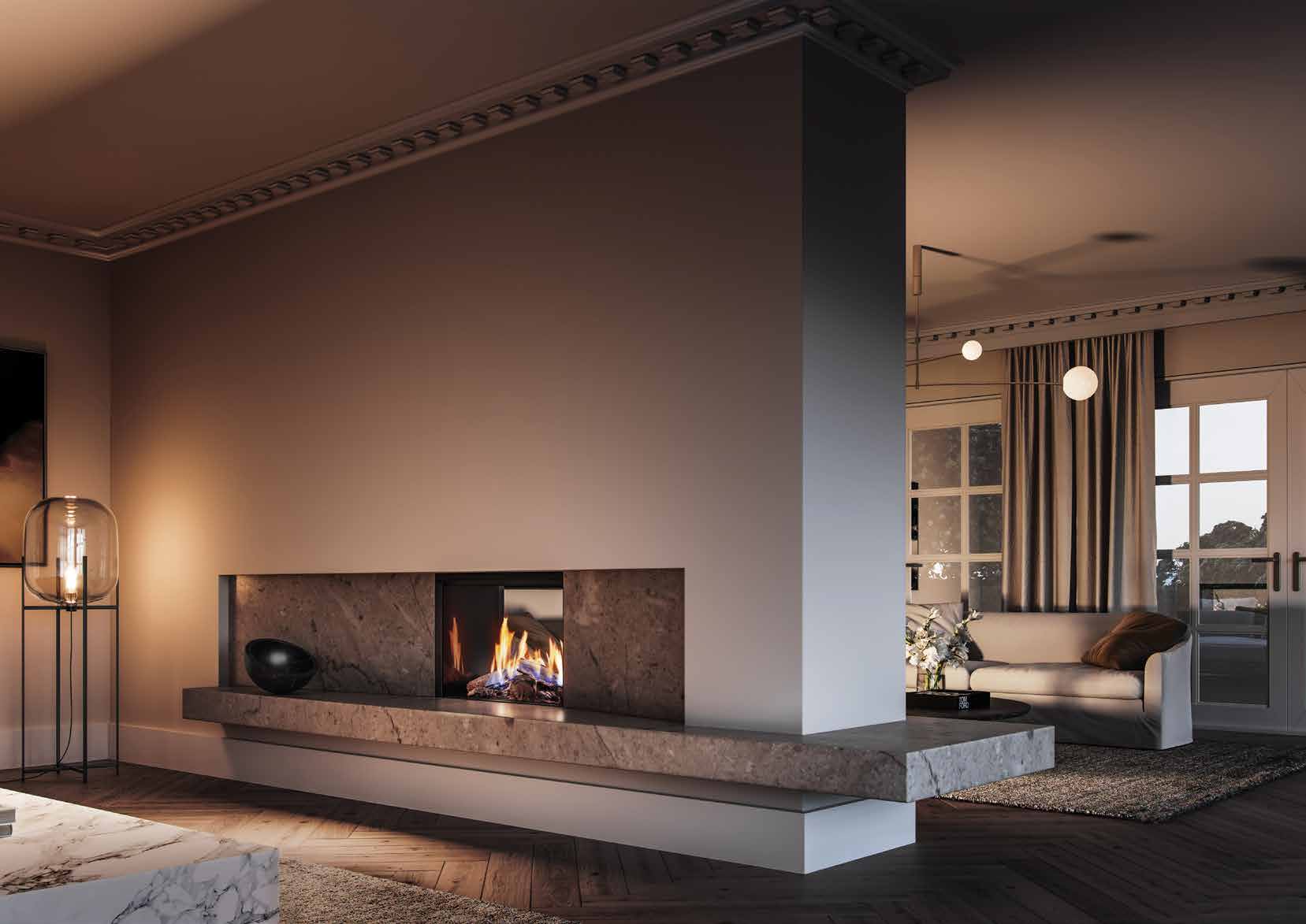 Gas fireplace in the living room