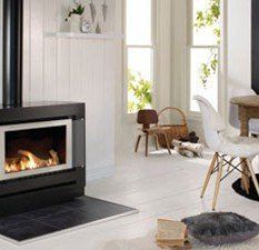 Indoor gas fireplace at home