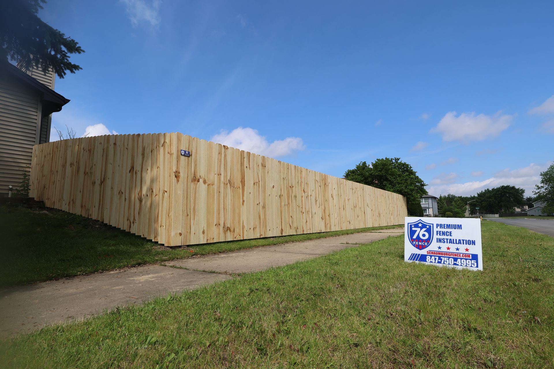 wood fence installation Illinois pressure treated pine shadowbox fencing