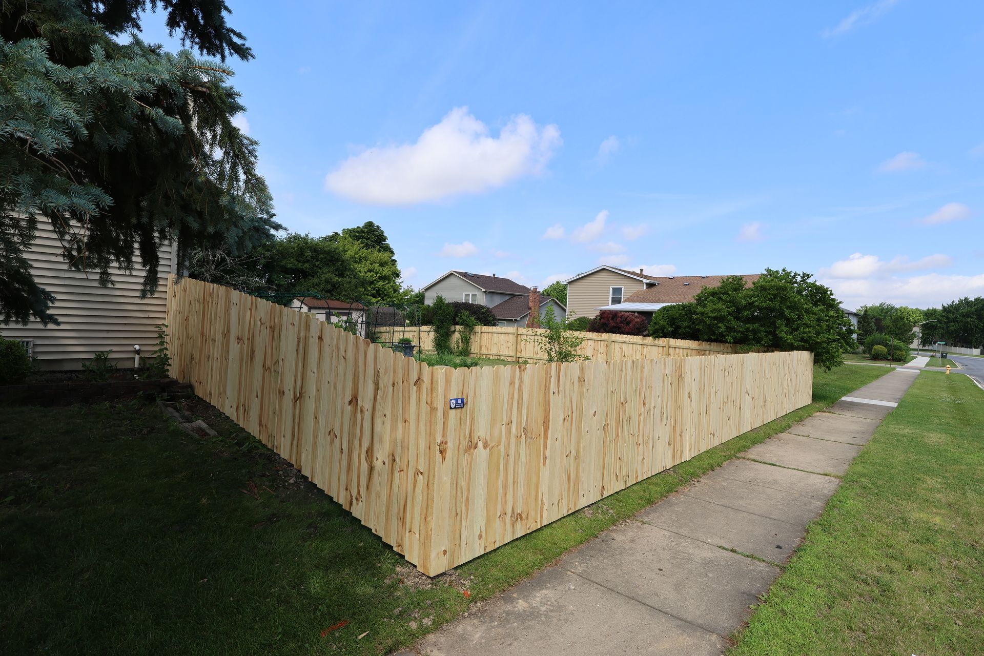 wood fence installation Illinois pressure treated pine shadowbox fencing