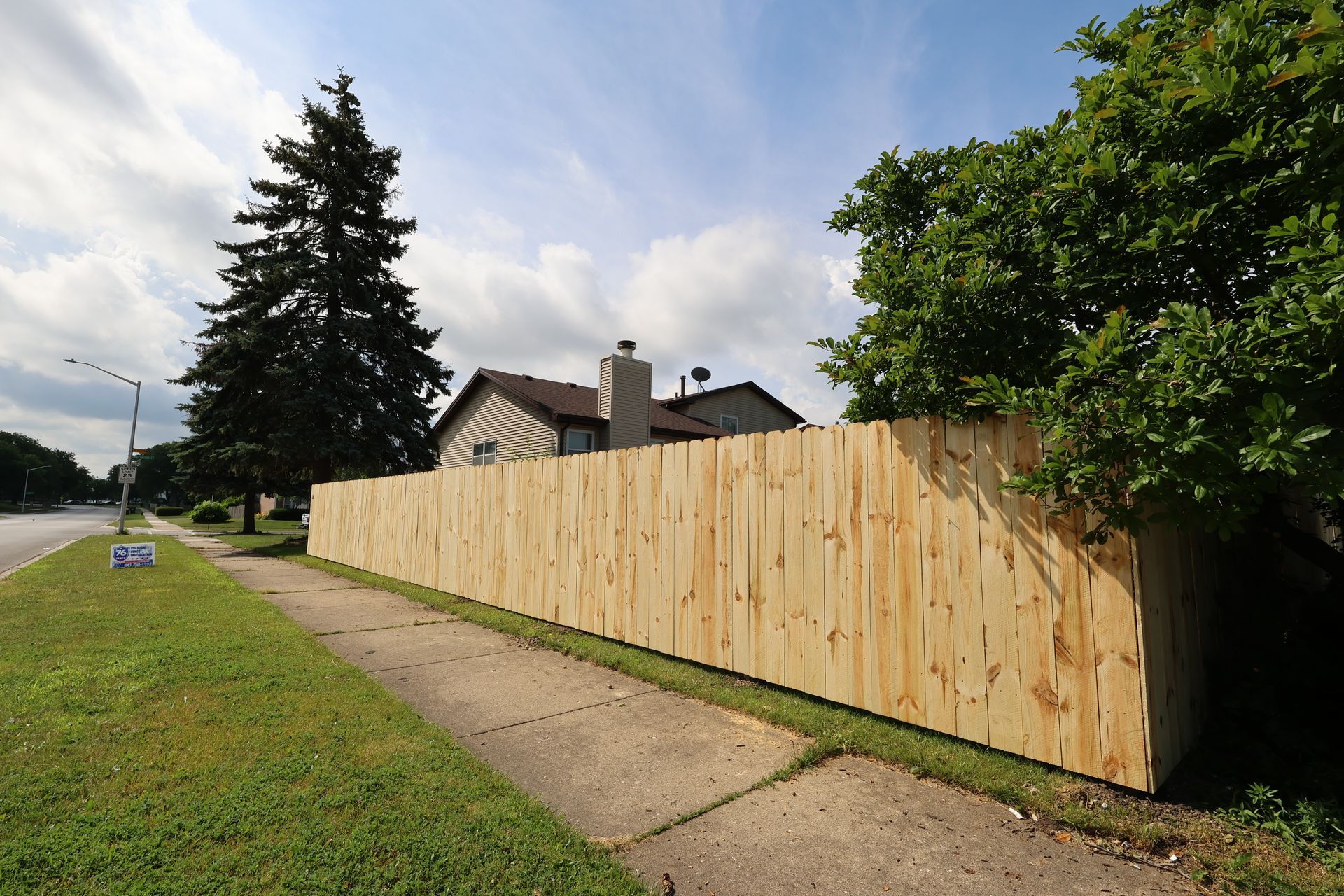 wood fence installation Illinois pressure treated pine shadowbox fencing