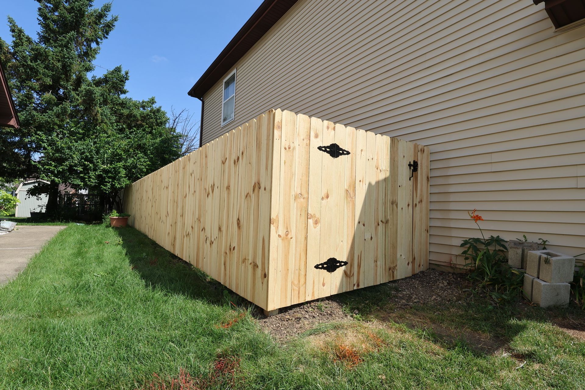 wood fence installation Illinois pressure treated pine shadowbox fencing