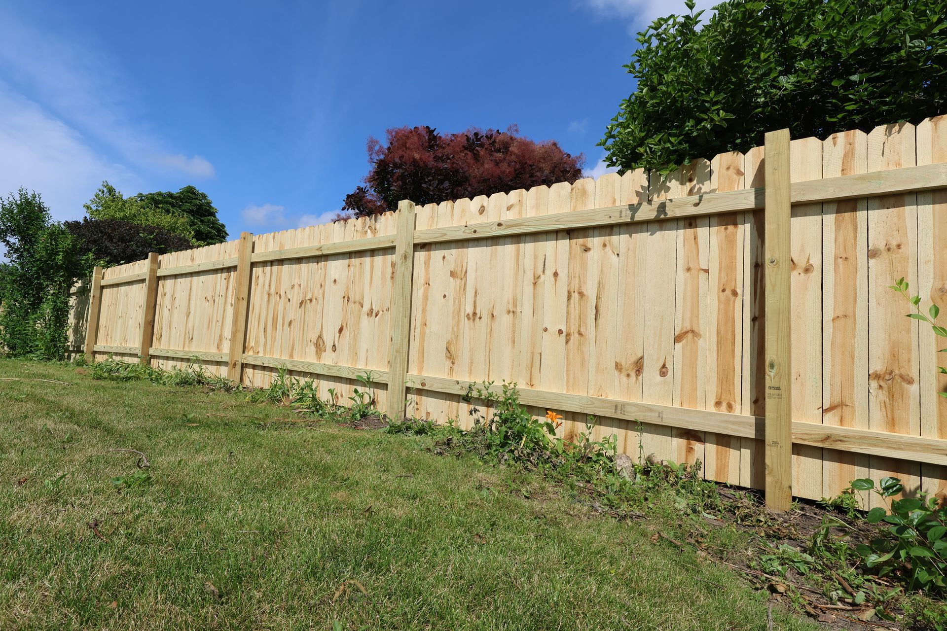 wood fence installation Illinois pressure treated pine shadowbox fencing