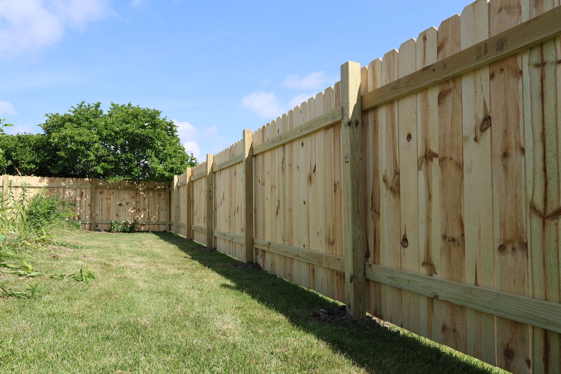 wood fence installation Illinois pressure treated pine shadowbox fencing