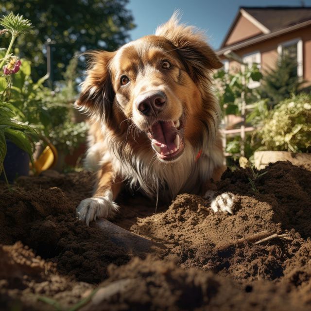 Dog digging fashion under fence