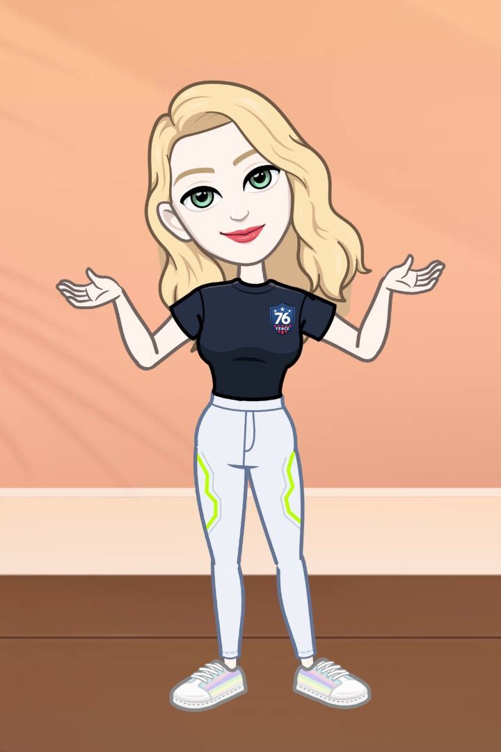 A cartoon of a woman standing in front of a wall with her arms outstretched.