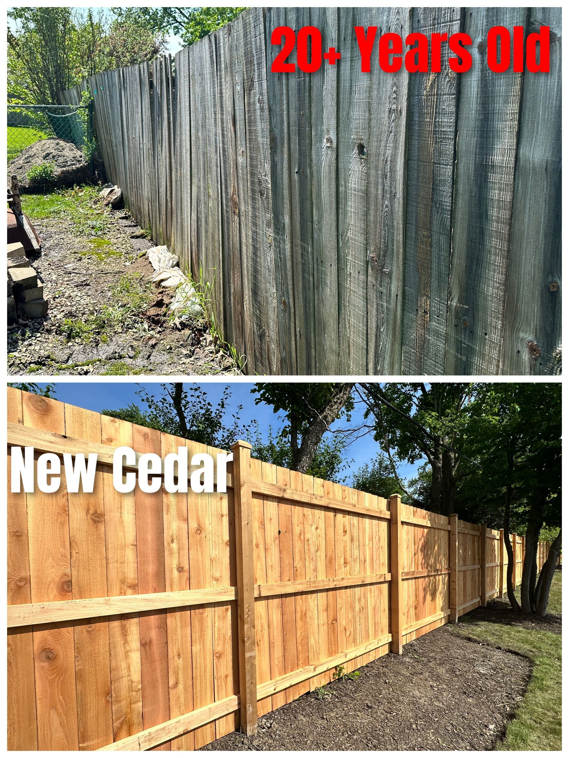 before after wood fence installation