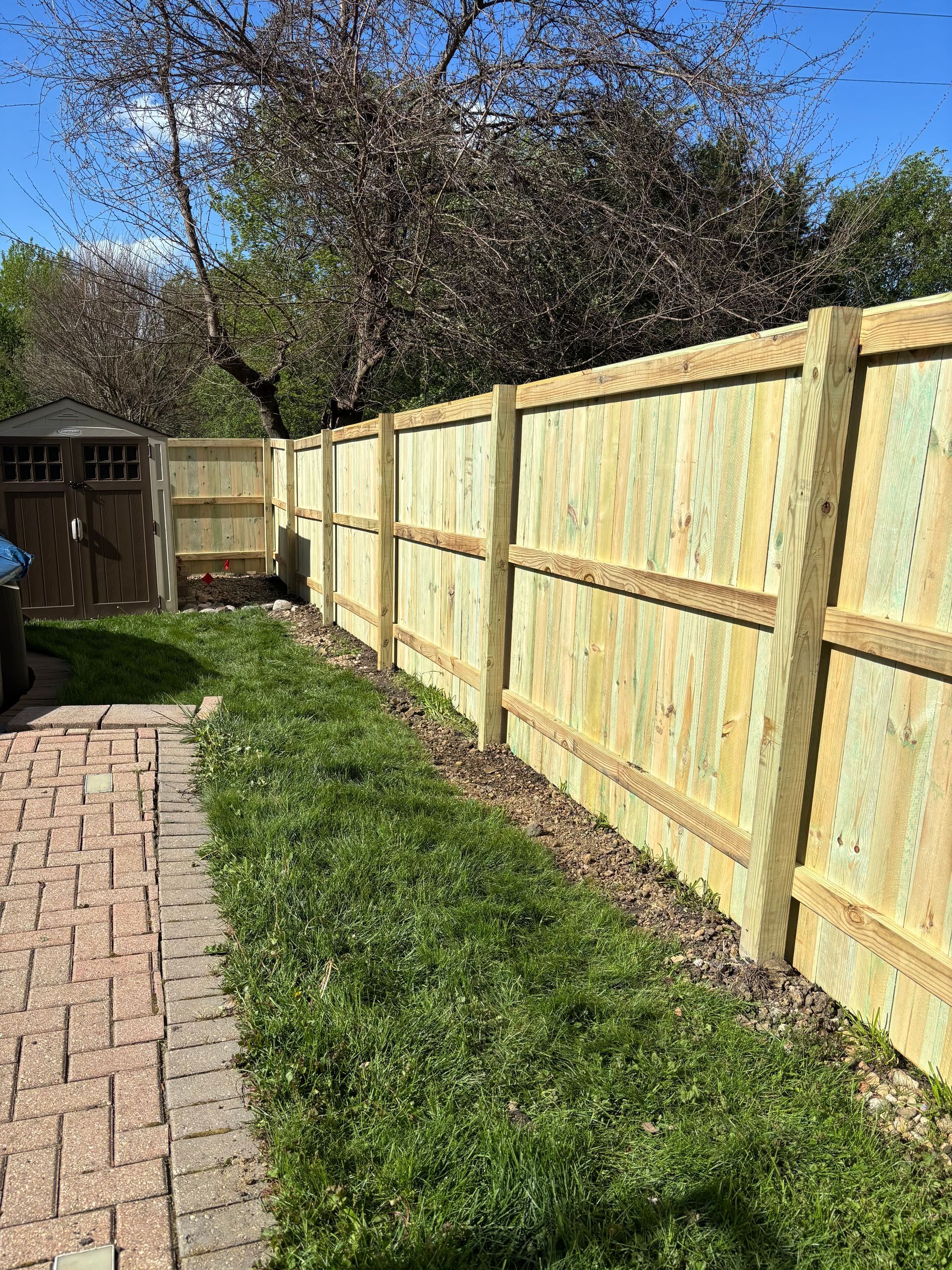 treated pine wood privacy fence installation Illinois