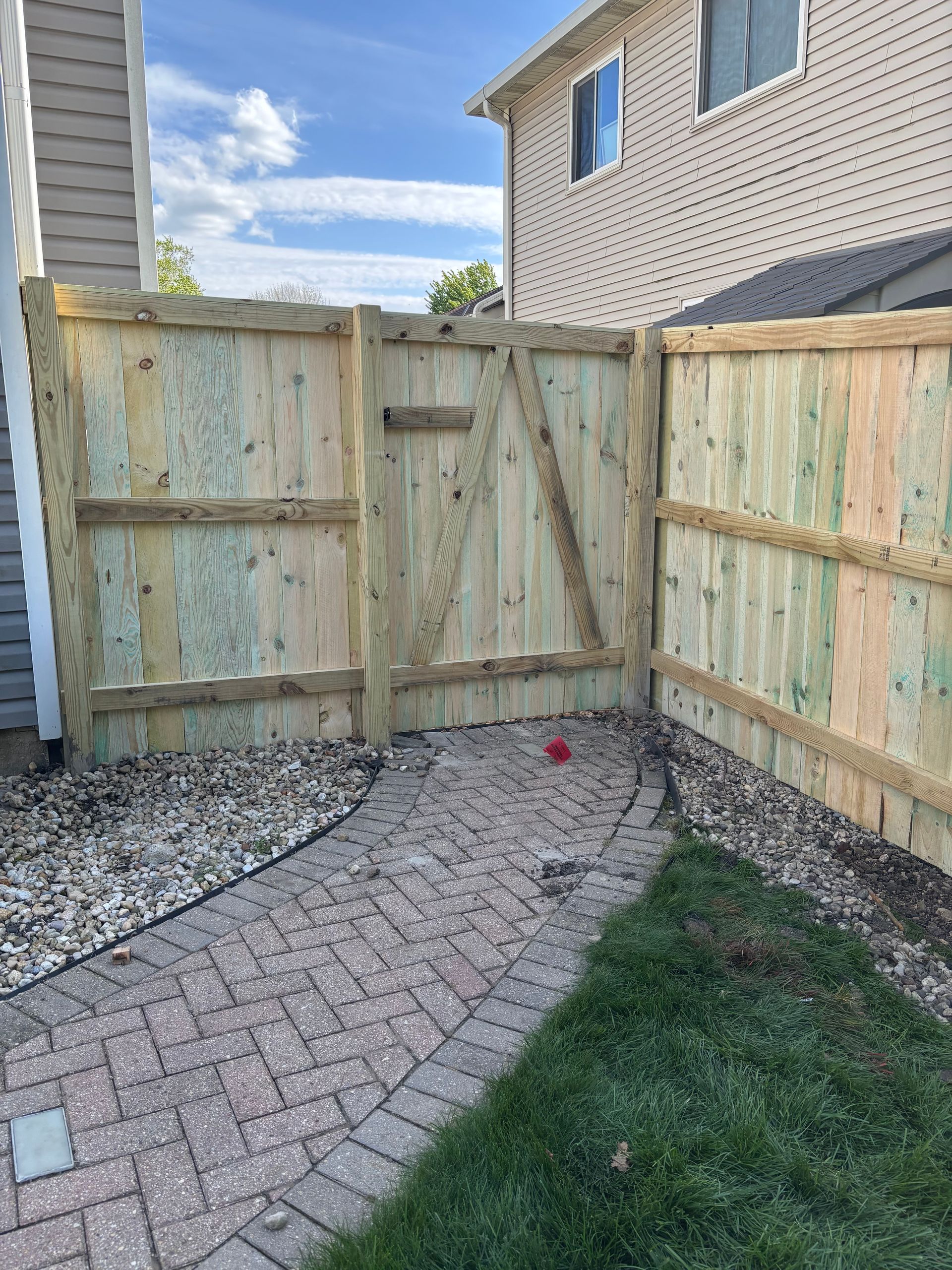 treated pine wood privacy fence installation Illinois