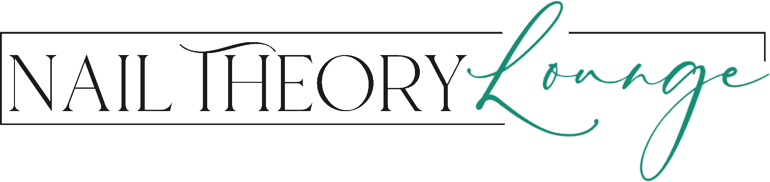 A logo for a nail salon called nail theory lounge.