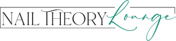 A logo for a nail salon called nail theory lounge.