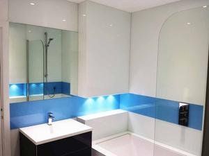 Blue Bathroom Bathroom Splashback — Gold Coast Shower Screens in Coombabah QLD