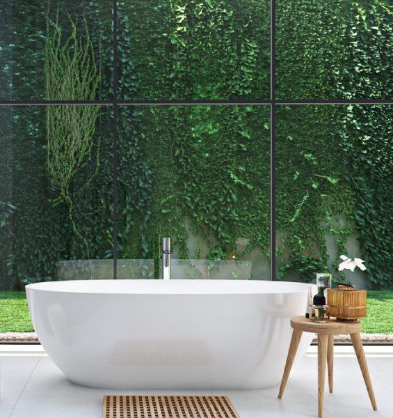 Glass Feature Wall In A Bathroom — Shower Screens in Coombabah, QLD