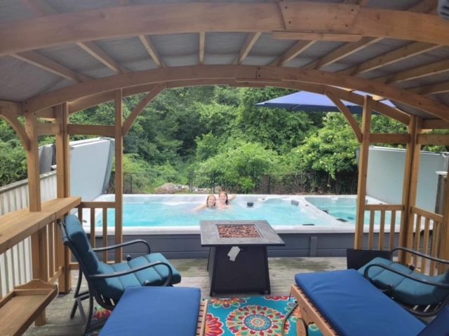 Patio with swim spa — Mohnton, Pennsylvania — Honey Spas