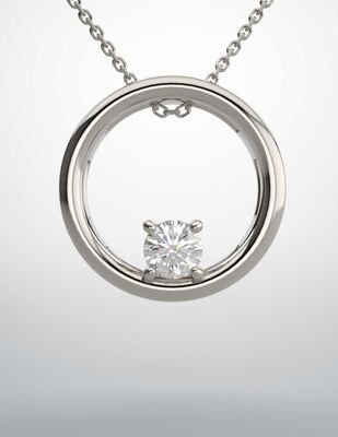 A necklace with a diamond in a circle on a chain