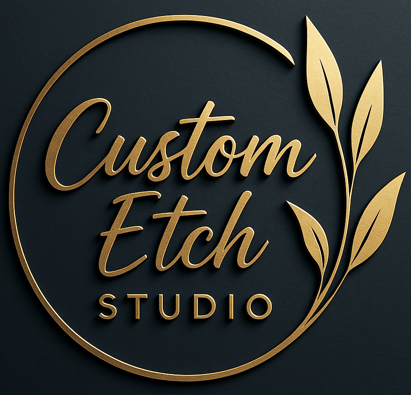 Custom Etch Studio is a business offering custom laser engraving and cutting services for a variety of products