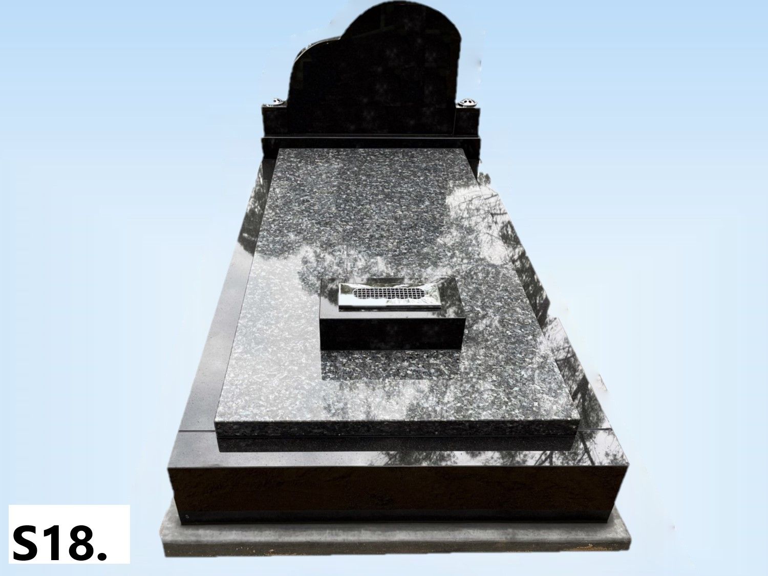 Black Marble Single Monument with smoker — S.R. Horder Monumental Masons in Rutherford, NSW