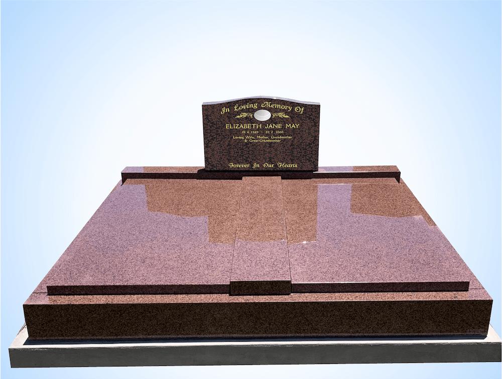 Red Double Monument Grave Stone — S.R. Horder Monumental Masons in Rutherford, NSW
