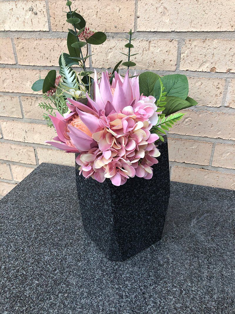 Fancy Vase with Pink Flower — S.R. Horder Monumental Masons in Rutherford, NSW