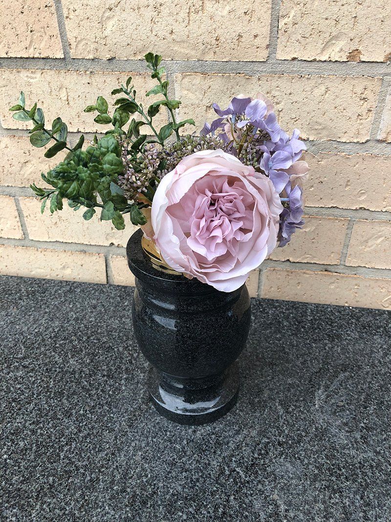Fancy Vase with Pink Rose — S.R. Horder Monumental Masons in Rutherford, NSW