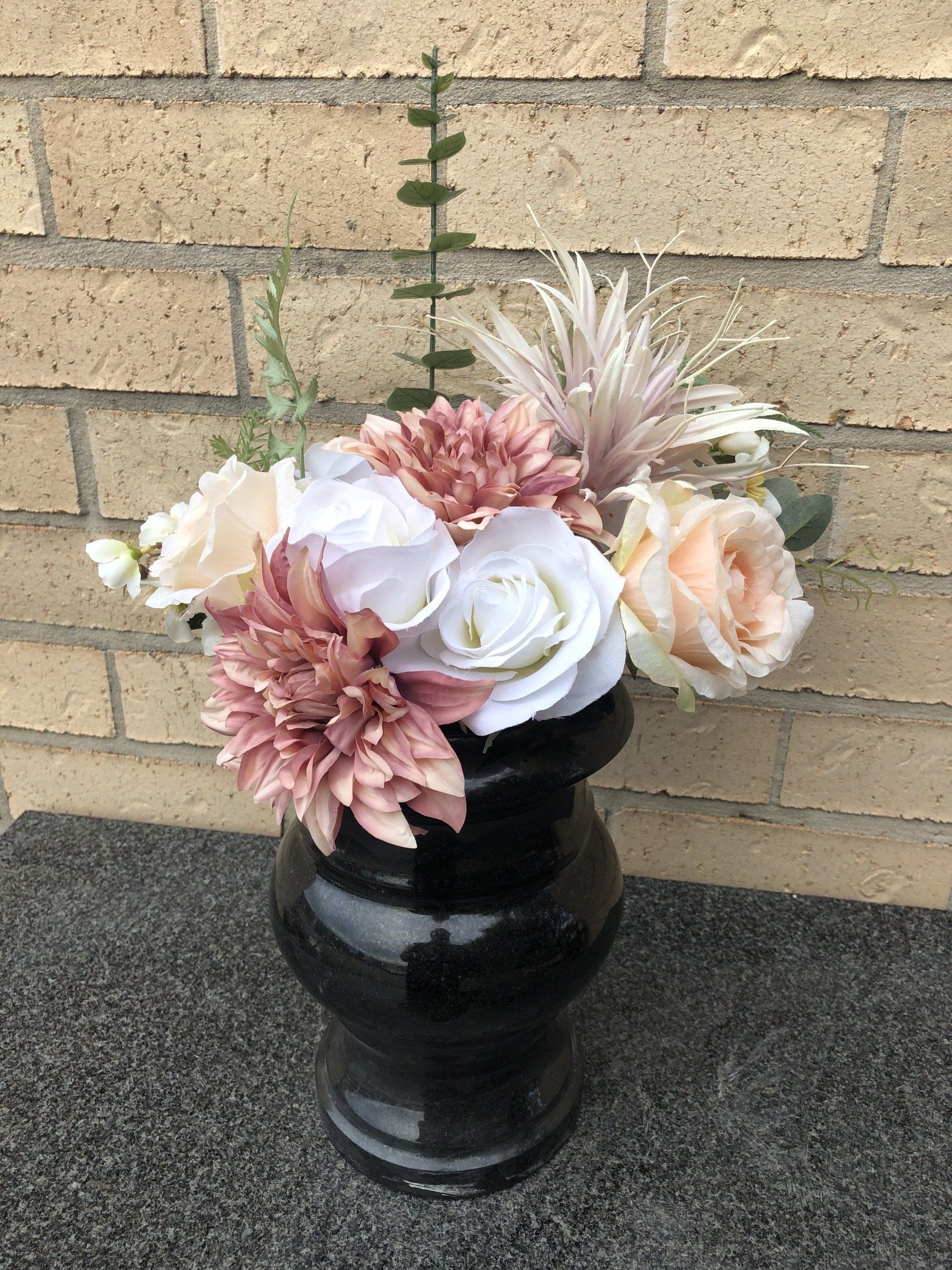 Colourful silk flower vases — S.R. Horder Monumental Masons in Rutherford, NSW