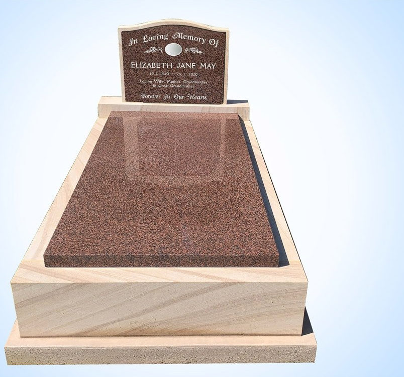 Red with Maple color Single Monument Grave Stone — S.R. Horder Monumental Masons in Rutherford, NSW