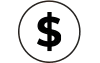 Dollar sign symbol in a white circle.