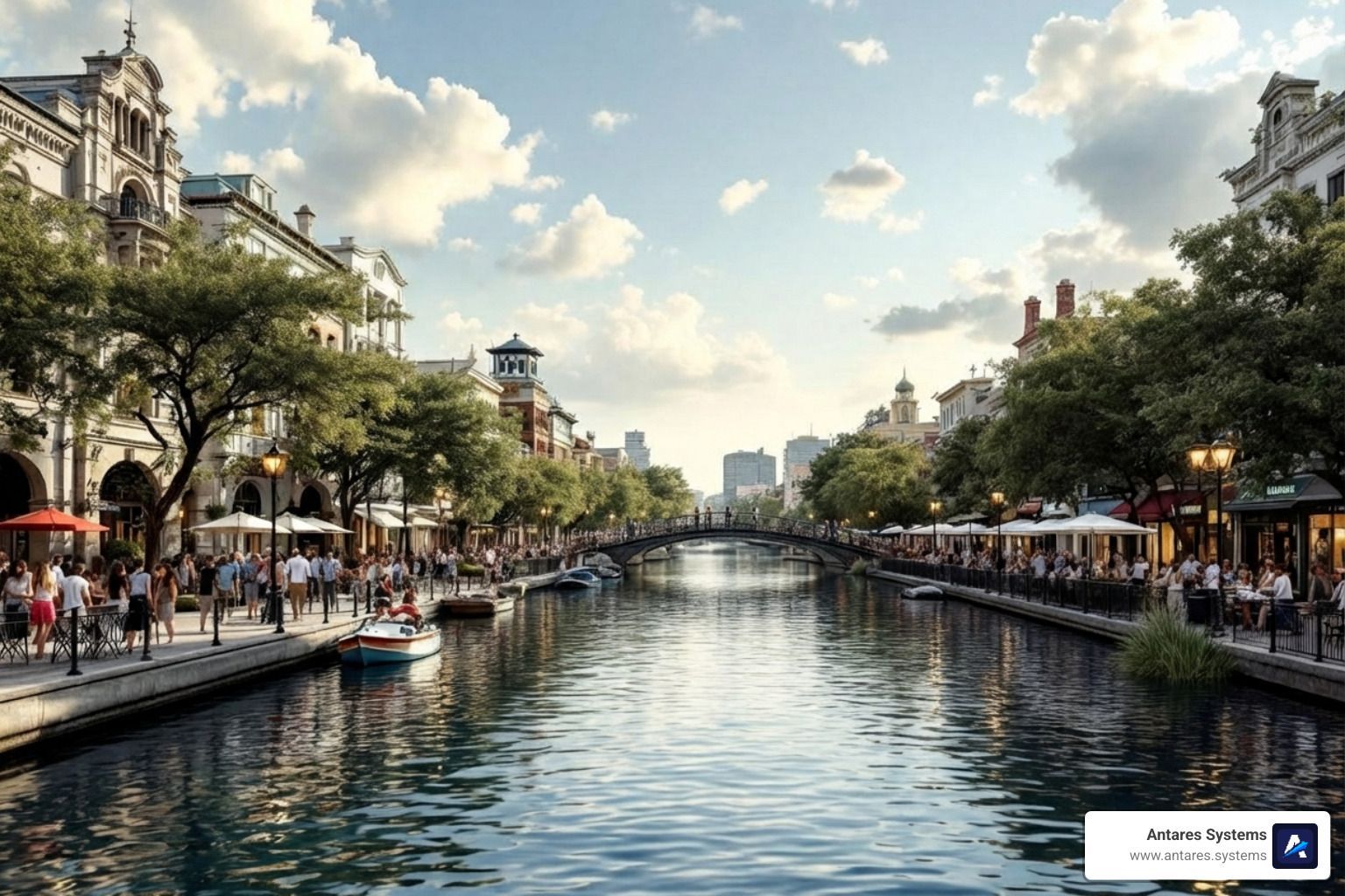 San Antonio Riverwalk with local businesses - San Antonio small business