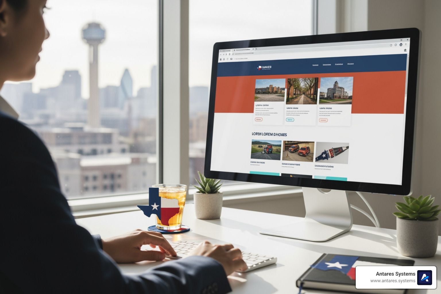 Texas web designer working on modern website - texas web designer