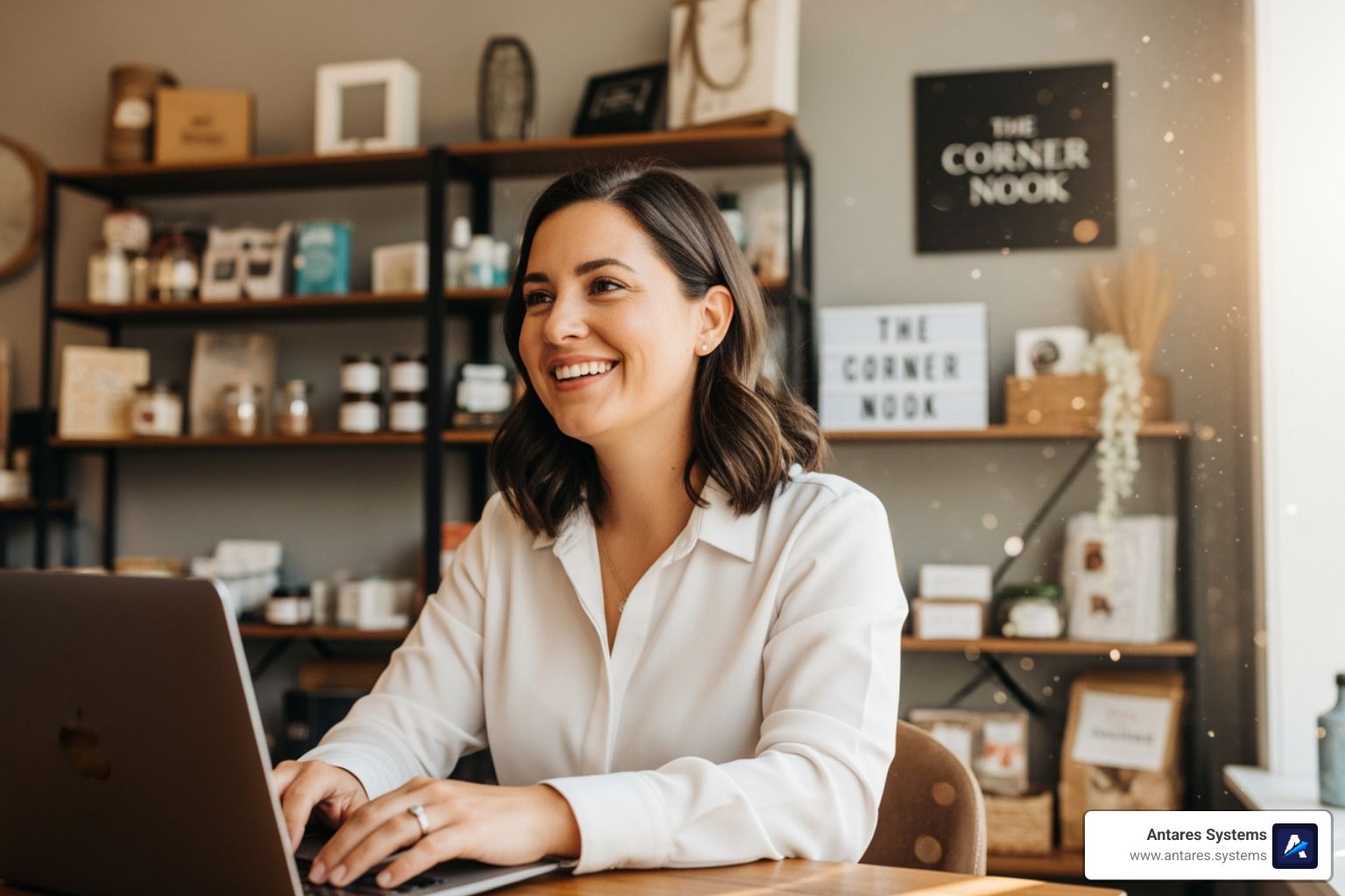 local business owner with laptop - wordpress web design near me