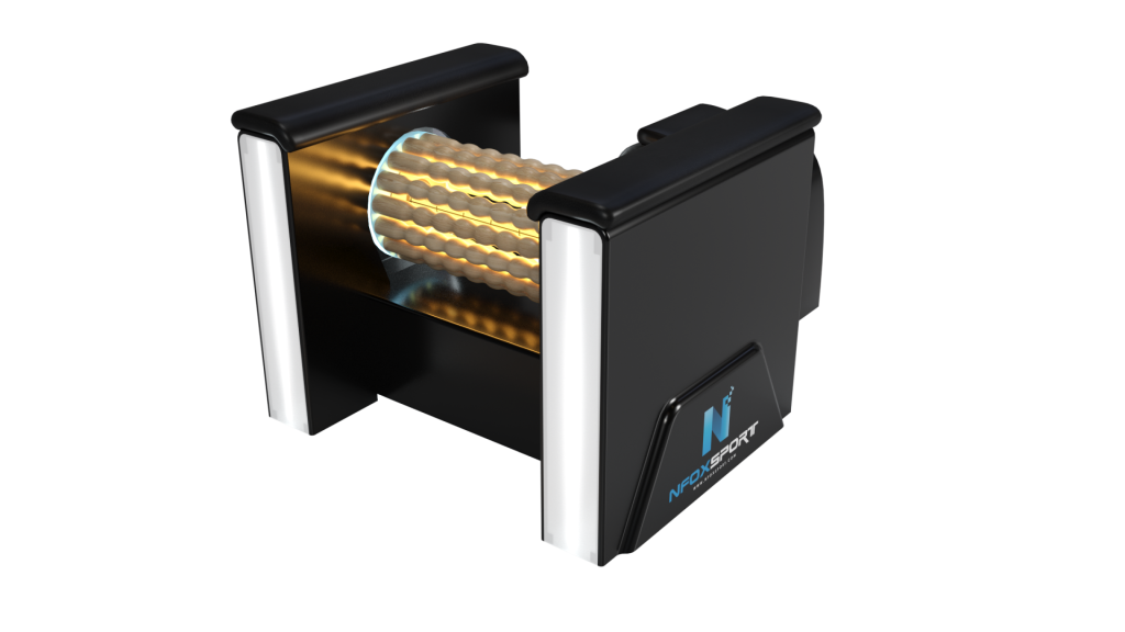 Eine 3D-Darstellung eines Geräts, das wie eine Handyhalterung auf weißem Hintergrund aussieht.