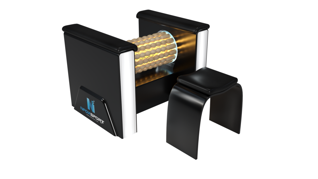 Eine 3D-Darstellung eines Stuhls mit einer Rolle darauf.