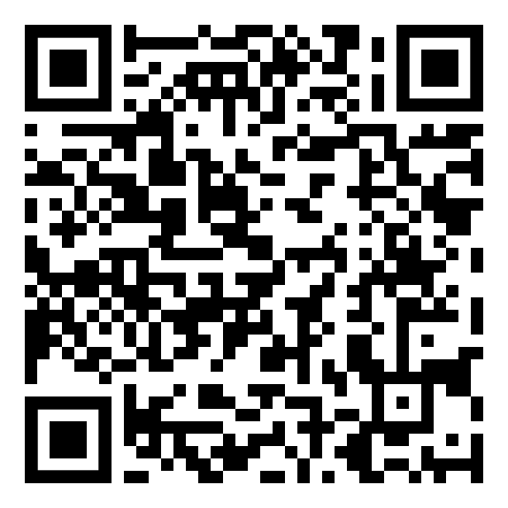 Ein schwarz-weißer QR-Code auf weißem Hintergrund.