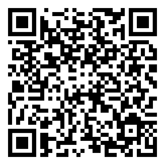Ein schwarz-weißer QR-Code auf weißem Hintergrund.