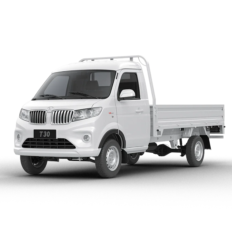 Un chasis blanco de camión comercial FAW con el logotipo de un motor Cummins en la esquina superior derecha sobre un fondo blanco.